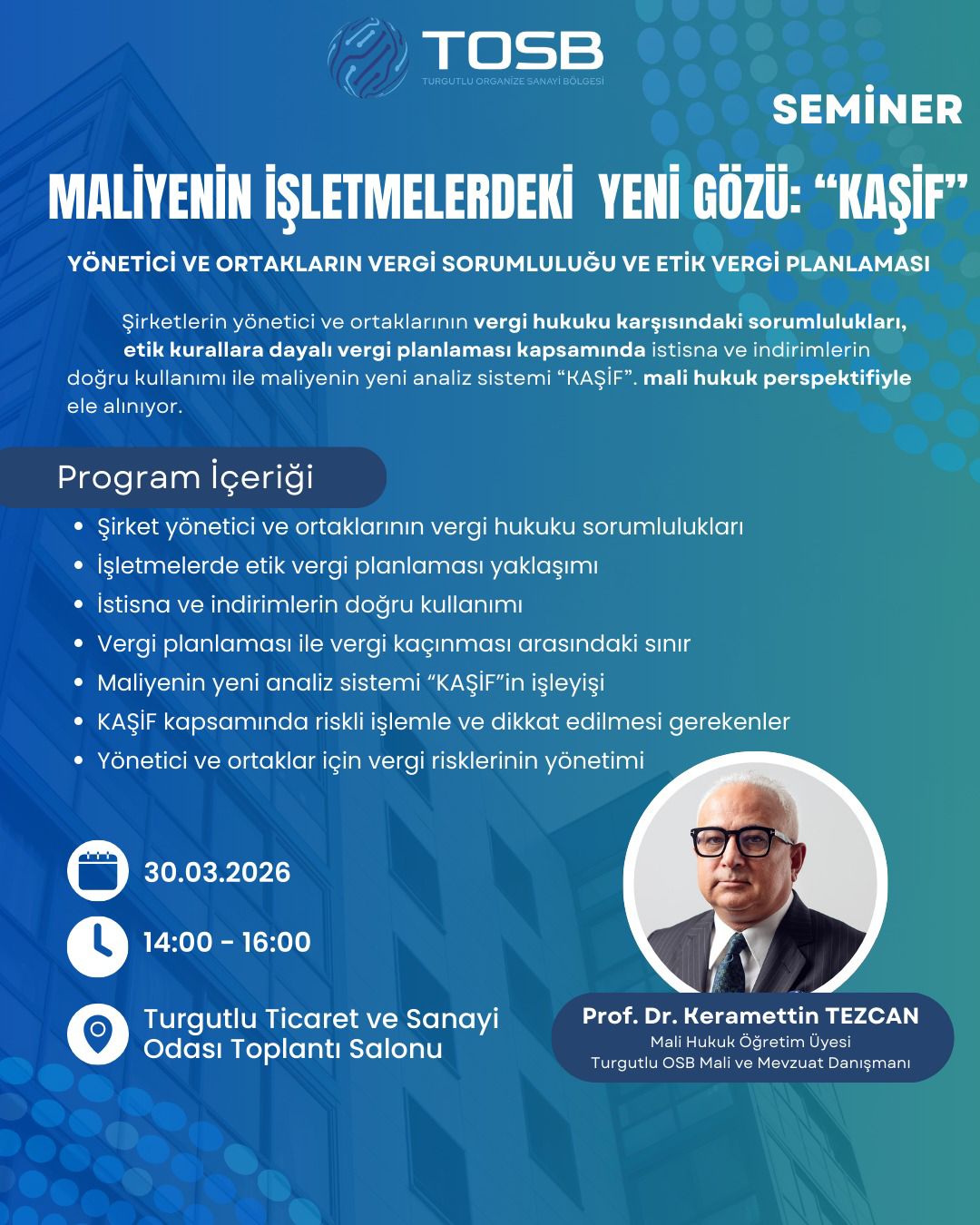 Turgutlu'da 'Kaşif' Semineri Düzenlenecek