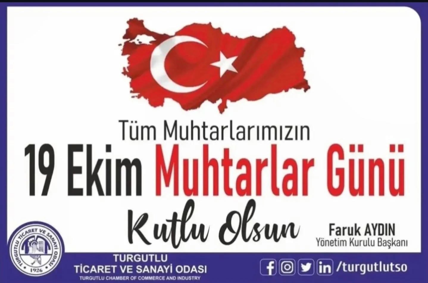 TUTSO Başkanı Faruk Aydın’dan 19 Ekim Muhtarlar Günü Mesajı