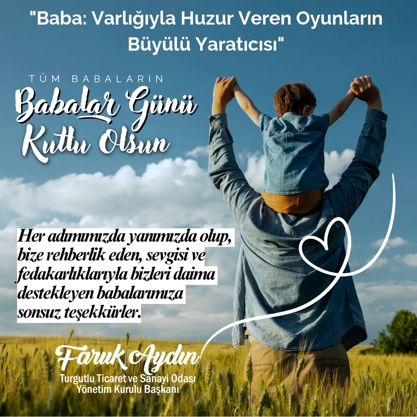 TUTSO Başkanı Faruk Aydın’dan Babalar Günü mesajı