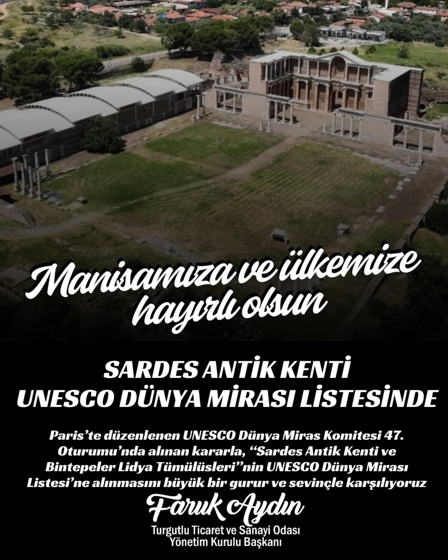 FARUK AYDIN’DAN UNESCO MİRASI İÇİN KUTLAMA MESAJI