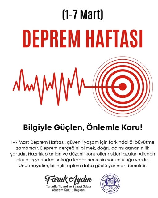 Başkan Aydın'dan Deprem Haftası Mesajı