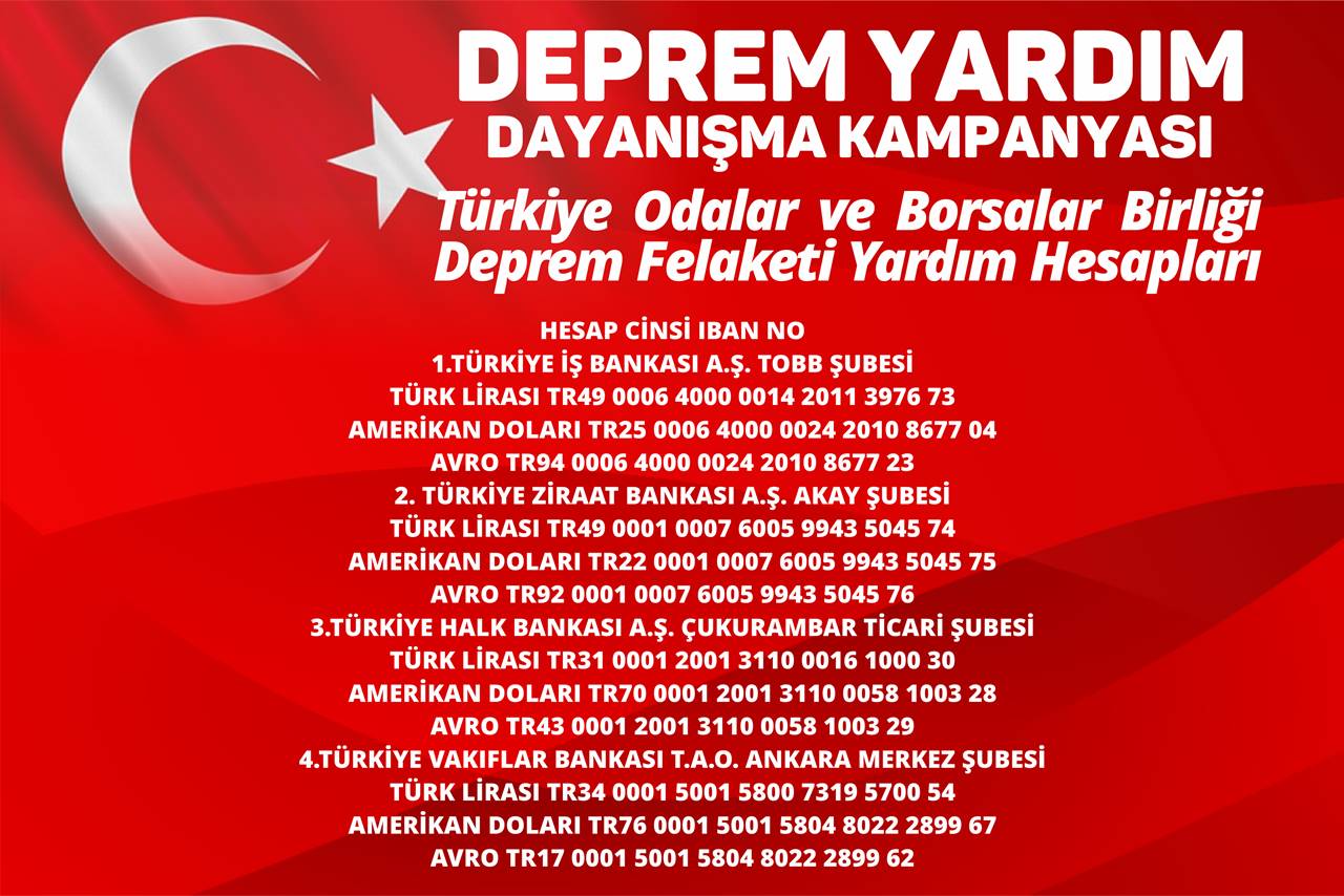 TOBB DEPREM FELAKETİ YARDIM HESAPLARI