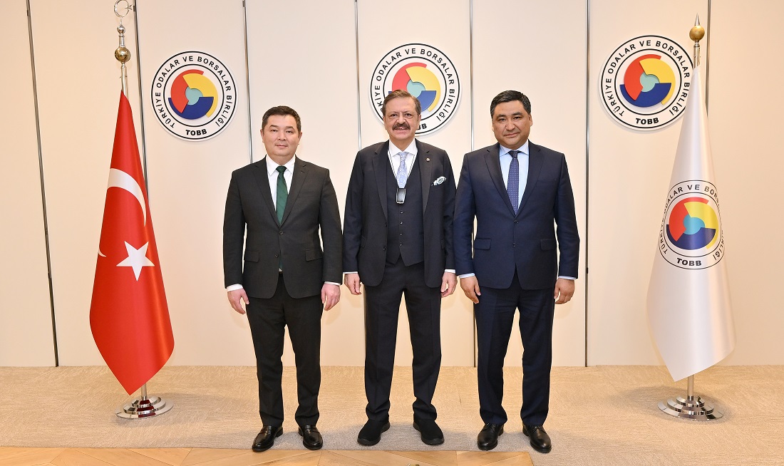 Kırgızistan Birinci Başkan Yardımcısı Amangeldiyev ile Ticaret ve Ekonomi Bakanı Sıdıkov TOBB’da